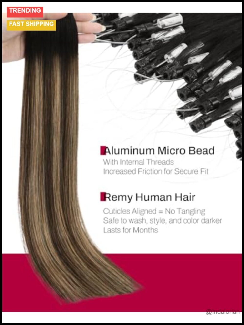 Micro Bead Hair Extensions Remy Human Hair Cold Install - Picture 2 of 5